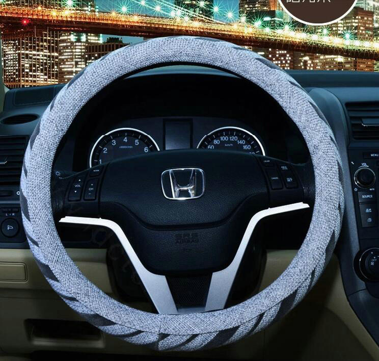 Personalized Stripe Linen Auto Car Steering Wheel Covers 15 inch 38CM - Gray