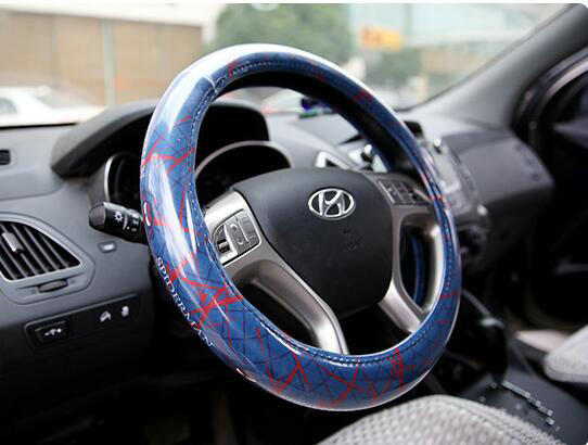 Personalized Stripe Monkey Universal Car Steering Wheel Covers PVC 15 inch - Blue Red