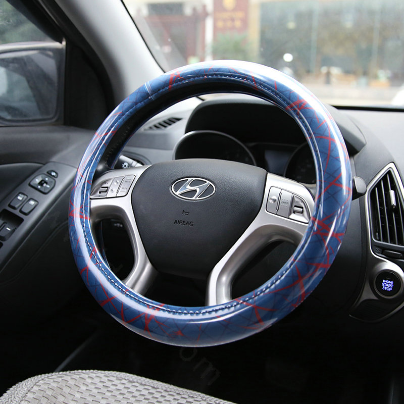 Personalized Stripe Monkey Universal Car Steering Wheel Covers PVC 15 inch - Blue Red