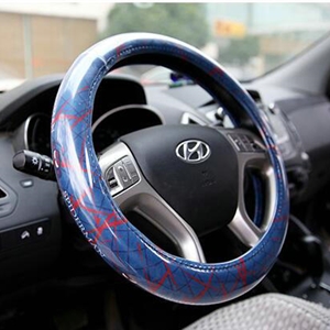 Personalized Stripe Monkey Universal Car Steering Wheel Covers PVC 15 inch - Blue Red