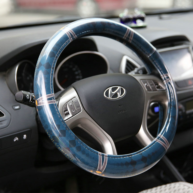 Personalized Stripe Monkey Universal Car Steering Wheel Covers PVC 15 inch - Blue