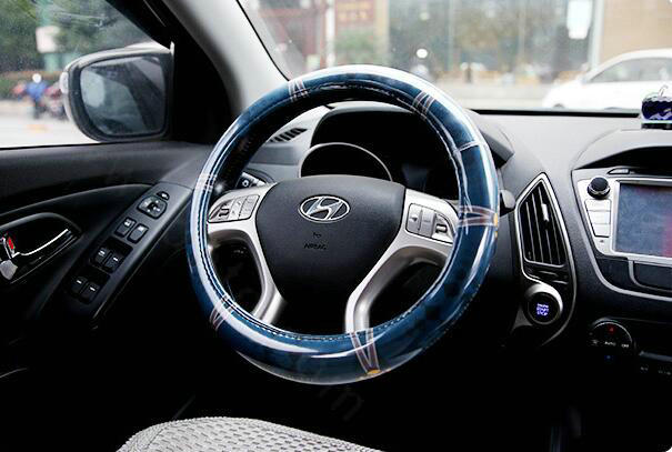 Personalized Stripe Monkey Universal Car Steering Wheel Covers PVC 15 inch - Blue