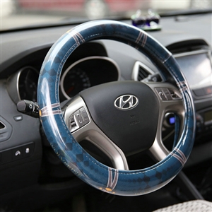 Personalized Stripe Monkey Universal Car Steering Wheel Covers PVC 15 inch - Blue