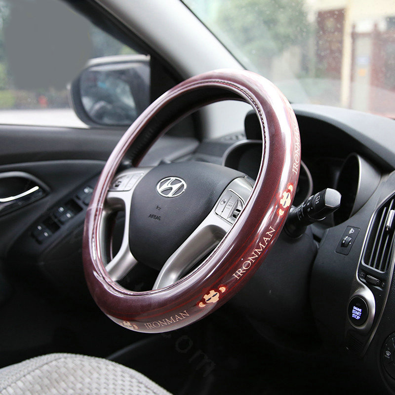 Personalized Stripe Monkey Universal Car Steering Wheel Covers PVC 15 inch - Coffee