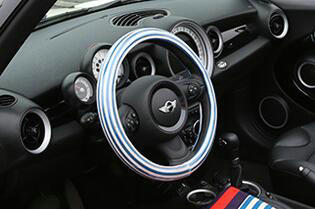 Personalized Stripe Universal Car Steering Wheel Covers PVC 15 inch - Blue White