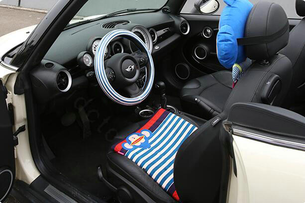 Personalized Stripe Universal Car Steering Wheel Covers PVC 15 inch - Blue White