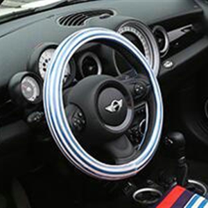 Personalized Stripe Universal Car Steering Wheel Covers PVC 15 inch - Blue White