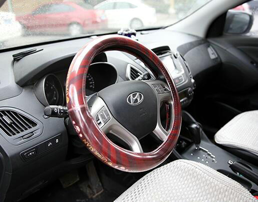 Personalized Twill Monkey Universal Car Steering Wheel Covers PVC 15 inch - Coffee