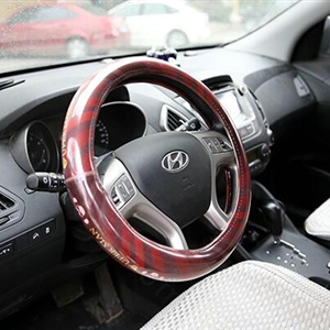 Personalized Twill Monkey Universal Car Steering Wheel Covers PVC 15 inch - Coffee