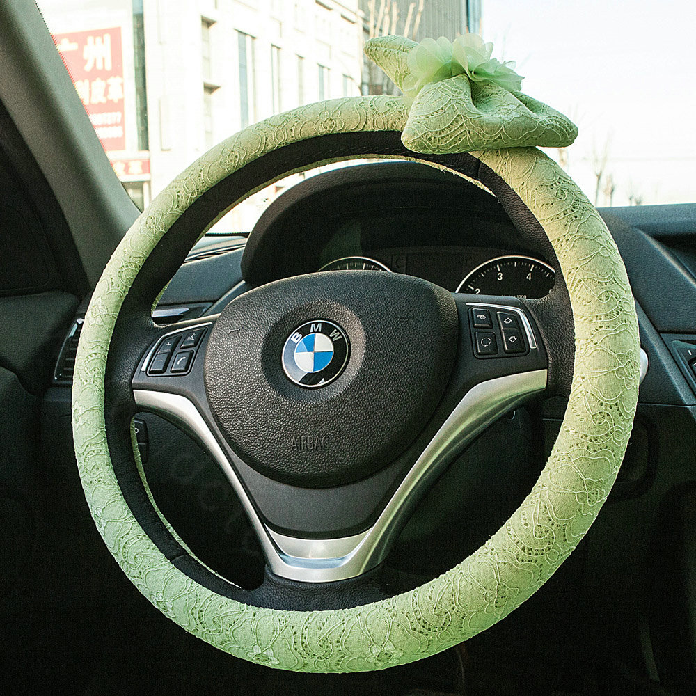 Princess Bowknot Lace Universal Car Steering Wheel Covers 15 inch 38CM - Green