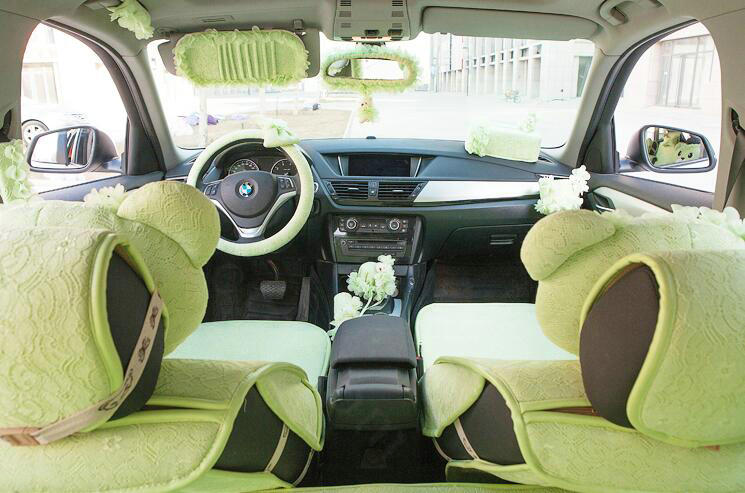 Princess Bowknot Lace Universal Car Steering Wheel Covers 15 inch 38CM - Green