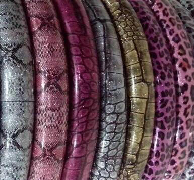 Snake Grain Glitter PU Leather Vehicle Steering Wheel Covers 15 inch 38CM - Rose