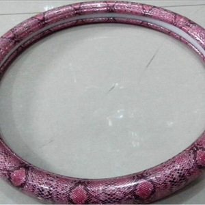 Snake Grain Glitter PU Leather Vehicle Steering Wheel Covers 15 inch 38CM - Rose