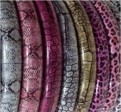 Snake Grain Glitter PU Leather Vehicle Steering Wheel Covers 15 inch 38CM - Sliver