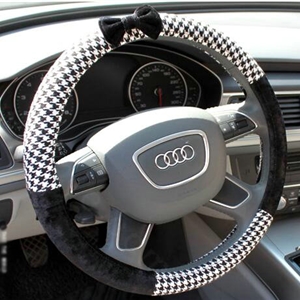 Swallow Gird Bowknot Flax Universal Car Steering Wheel Covers 15 inch 38CM - Black