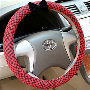 Swallow Gird Bowknot Flax Universal Car Steering Wheel Covers 15 inch 38CM - Red