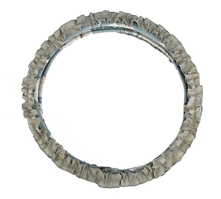 Winter Plush Cloth Fold Lace Universal Auto Steering Wheel Covers 15 inch 38CM - Green