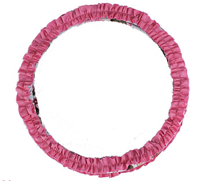 Winter Plush Cloth Fold Lace Universal Auto Steering Wheel Covers 15 inch 38CM - Rose