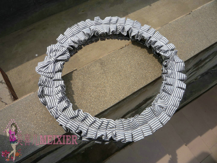 Women Checked Fold Lace Flax Car Steering Wheel Covers 15 inch 38CM - Black White