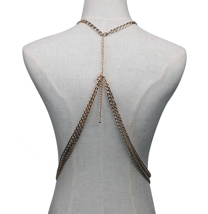 Bling Rhinestone Crystal Body Chain Bikini Beach Party Swimsuit Necklace Jewelry - Blue