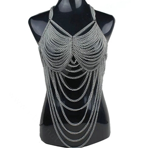 Calssic Belly Waist Body Chain Halter Bra Lingerie Dress Decor Necklace Jewelry - Gold