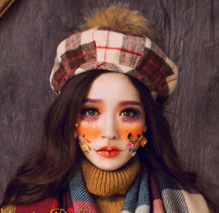Classic Plaid Fox Fur Ball Wool Cotton Beanies Caps Academy Casual Hats - Red Coffee