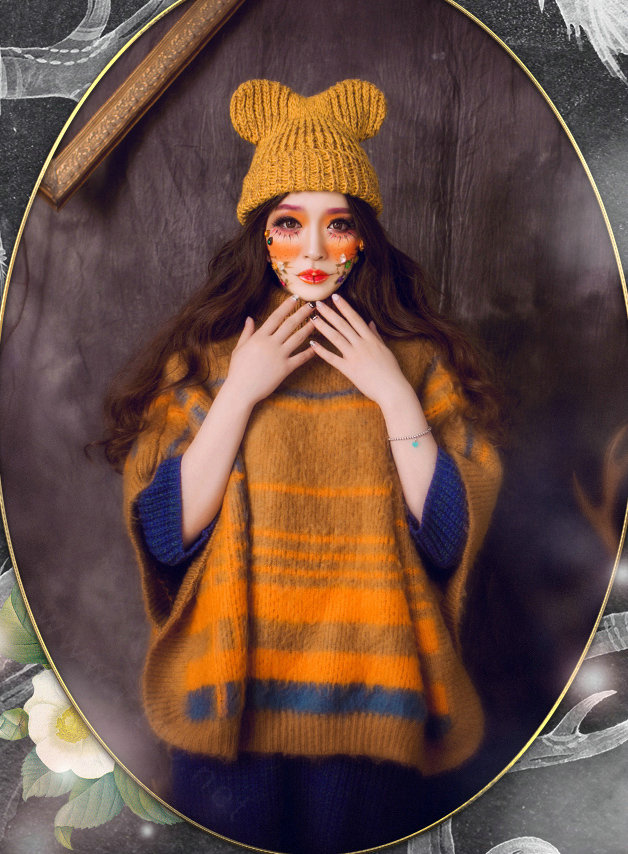 Cute Girls Bear Ears Flanging Knitted Wool Hats Winter Warm Thicken Beanies Caps - Yellow