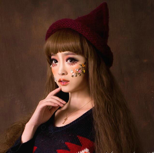 Cute Magic Witch Spire Curling Knitted Wool Hats Women Winter Warm Beanies Caps - Red