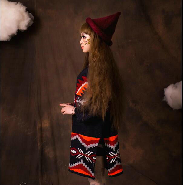 Cute Magic Witch Spire Curling Knitted Wool Hats Women Winter Warm Beanies Caps - Red