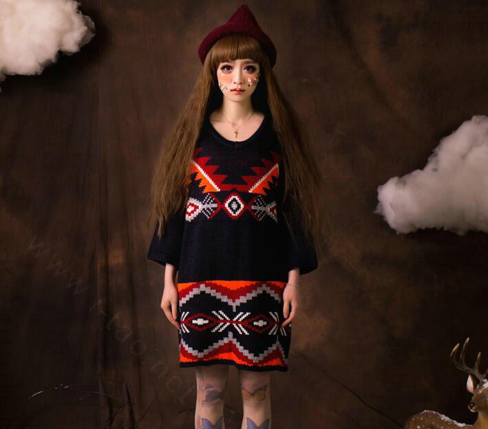 Cute Magic Witch Spire Curling Knitted Wool Hats Women Winter Warm Beanies Caps - Red
