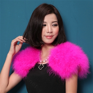 Elegant Real Ostrich Fur Bridal Wedding Shawls Women Winter Warm Wraps Cape - Rose