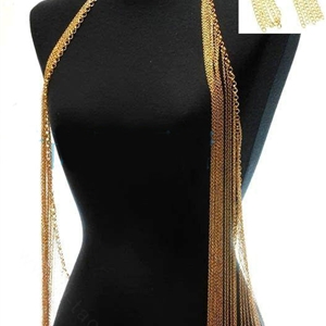 Fashion Alloy Vest Style Necklaces + Earrings Set Tassel Body Waist Chain Jewelry - Sliver