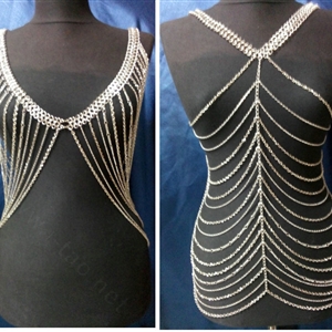 Fashion Body Belly Waist Chain Club Dance Multilayer Alloy Punk Long Necklace Jewelry - Gold