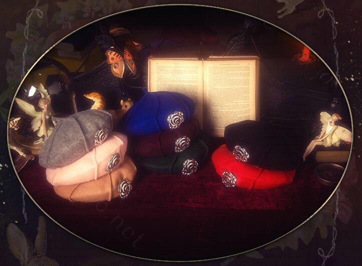 Fashion Elegant Alloy Flower Diamond Knitted Wool Hats Winter Warm Beanies Caps - Dark Red