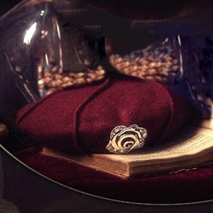 Fashion Elegant Alloy Flower Diamond Knitted Wool Hats Winter Warm Beanies Caps - Dark Red