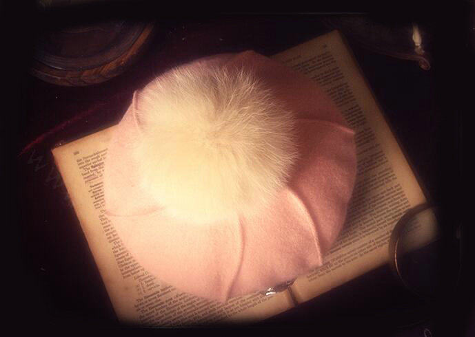 Fashion Flower Diamond Knitted Wool Hats Winter Warm Fox Fur Pom Poms Beanies Caps - Pink