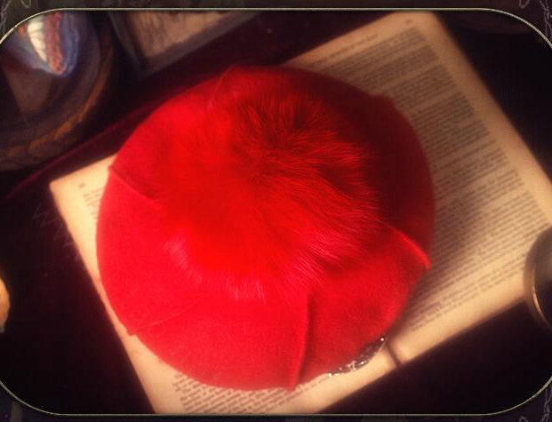Fashion Flower Diamond Knitted Wool Hats Winter Warm Fox Fur Pom Poms Beanies Caps - Red