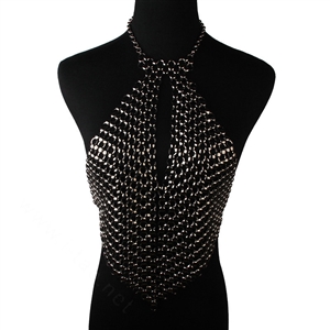Fashion Heavy Metal Choker Pendant Maxi Necklace Sexy Bar Bikini Body Chains Accessories - Black