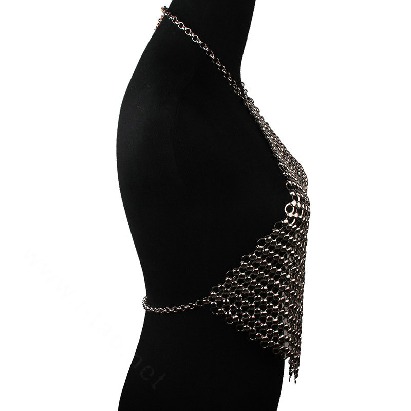 Fashion Heavy Metal Choker Pendant Maxi Necklace Sexy Bar Bikini Body Chains Accessories - Sliver