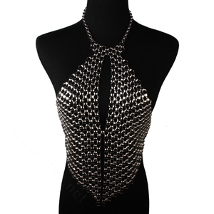 Fashion Heavy Metal Choker Pendant Maxi Necklace Sexy Bar Bikini Body Chains Accessories - Sliver