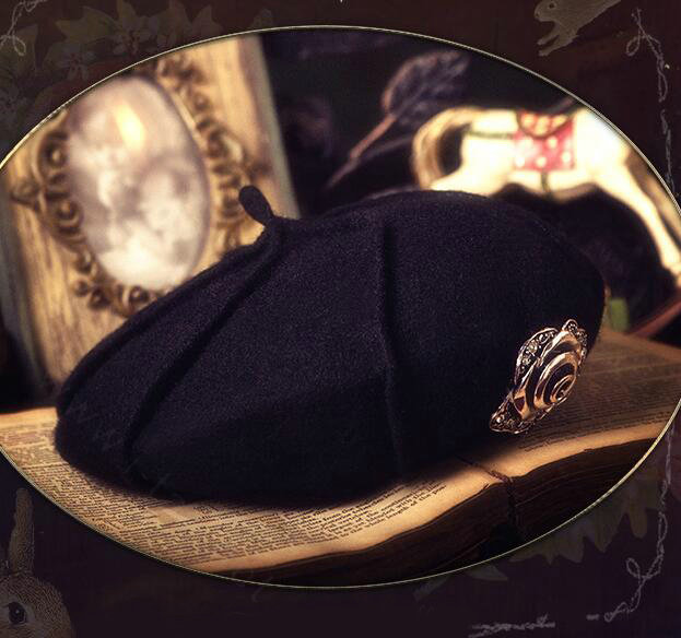 Fashion Modern Girl Diamond Flower Knitted Wool Beanies Caps Party Dress Hats - Black