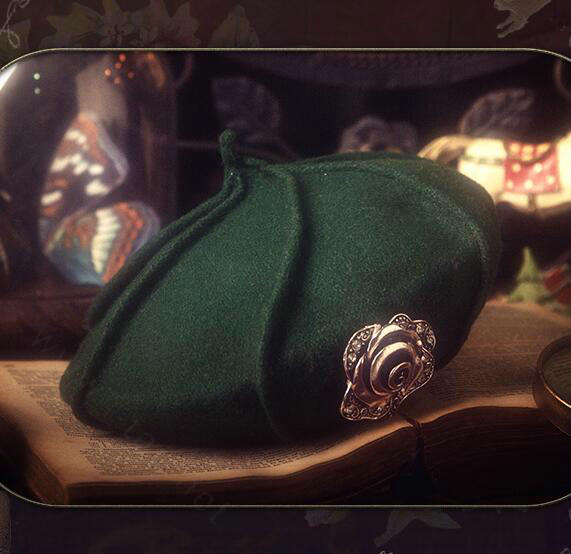 Fashion Modern Girl Diamond Flower Knitted Wool Beanies Caps Party Dress Hats - Green