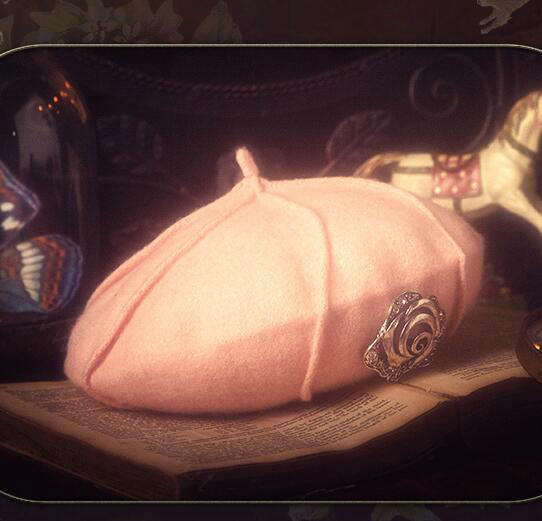 Fashion Modern Girl Diamond Flower Knitted Wool Beanies Caps Party Dress Hats - Pink