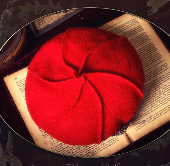 Fashion Modern Girl Diamond Flower Knitted Wool Beanies Caps Party Dress Hats - Red