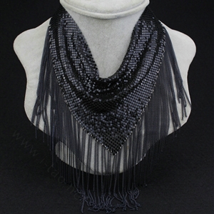 Fashion Triangle Tassel Collar Necklace Scarf Showgirl Dress Decor Jewelry - Black