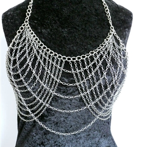 HOT SALE Fashion Necklace Layers Bikini Breast Bra Body Chains Jewelry - Sliver