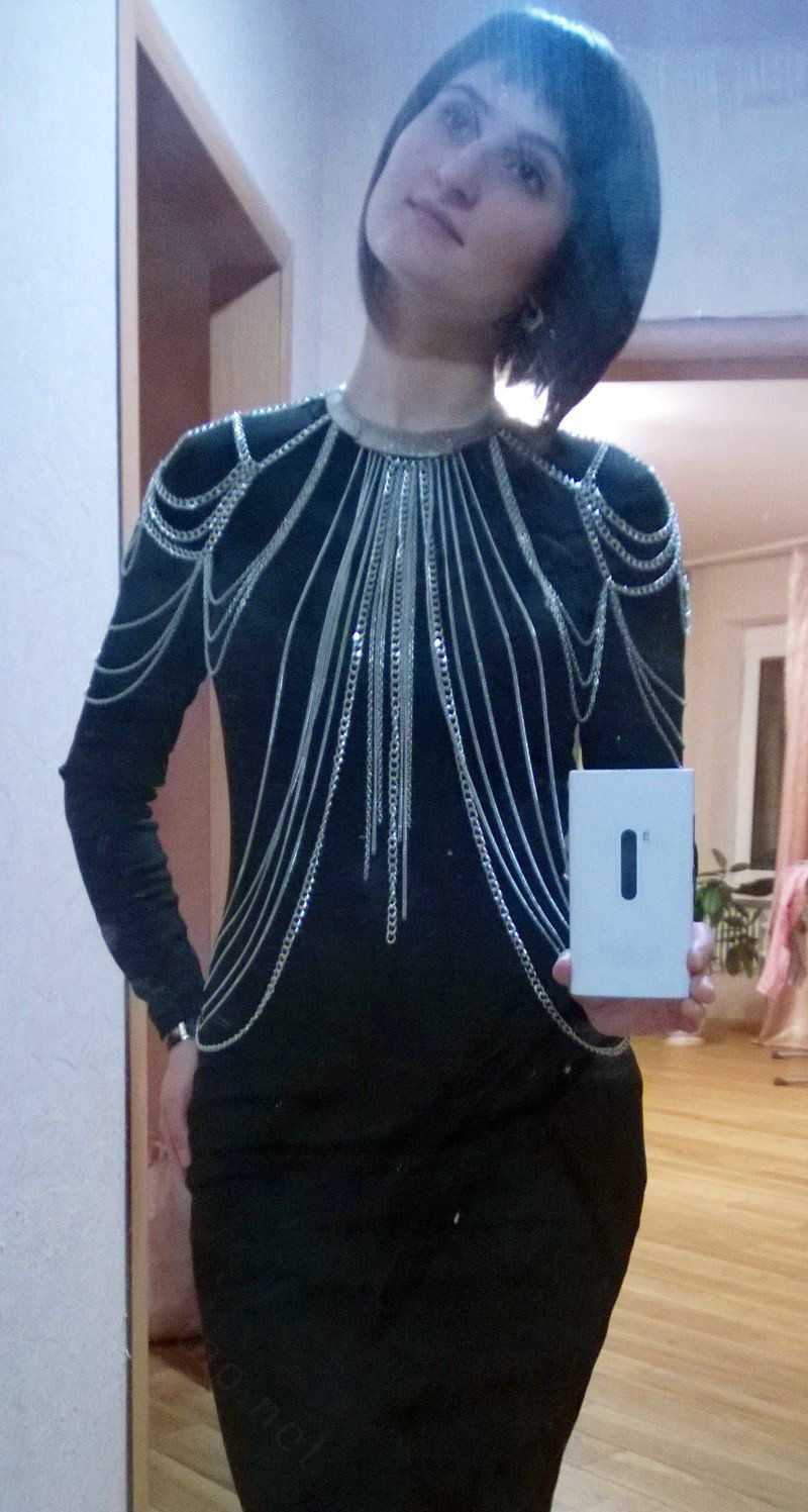 Halter Sexy Showgirl Shoulder Necklace Harness Slave Full Body Chain Jewelry - Gold