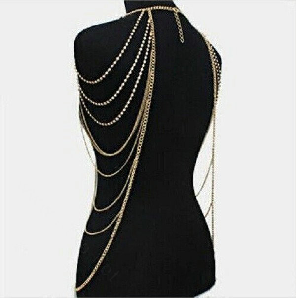 Hot Women Sexy Body Chain Alloy Party Evening Dress Decor Long Necklace Jewelry - Sliver