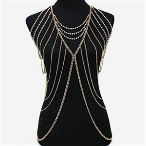 Hot Women Sexy Body Chain Alloy Party Evening Dress Decor Long Necklace Jewelry - Sliver