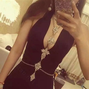 Luxury Banquet Diamonds Flower Belly Body Chain Bikini Beach Decro Necklace Jewelry - White